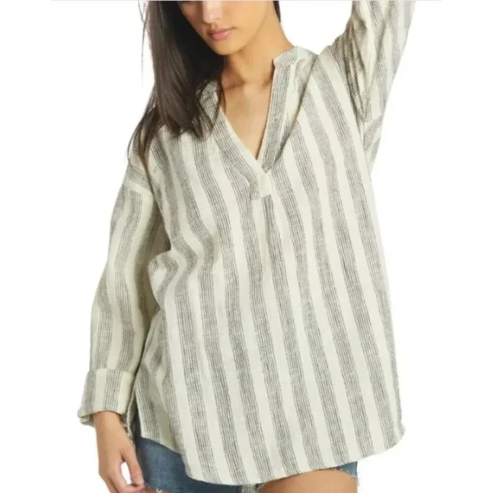 Ripcurl Beach Surf Boho Classic Surf Striped Long Sleeve Shirt Women's Small - Picture 2 of 14